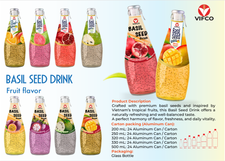 Basil Seed Drink In Glass Bottle – Trendy Beverage Solution For Global Markets